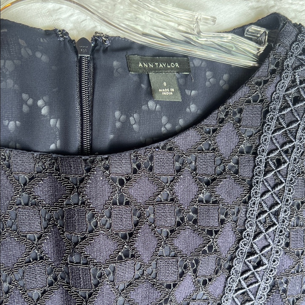 Ann Taylor Navy Lace Overlay Dress
